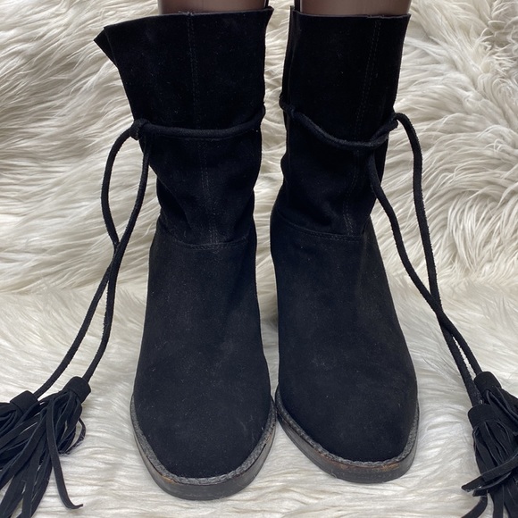 Jeffrey Campbell La Forge black block heel suede tassel boots - Picture 4 of 10